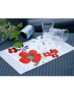 Blancheporte Set De Table Rectangulaire Imprimé Coquelicots – Lot De 4