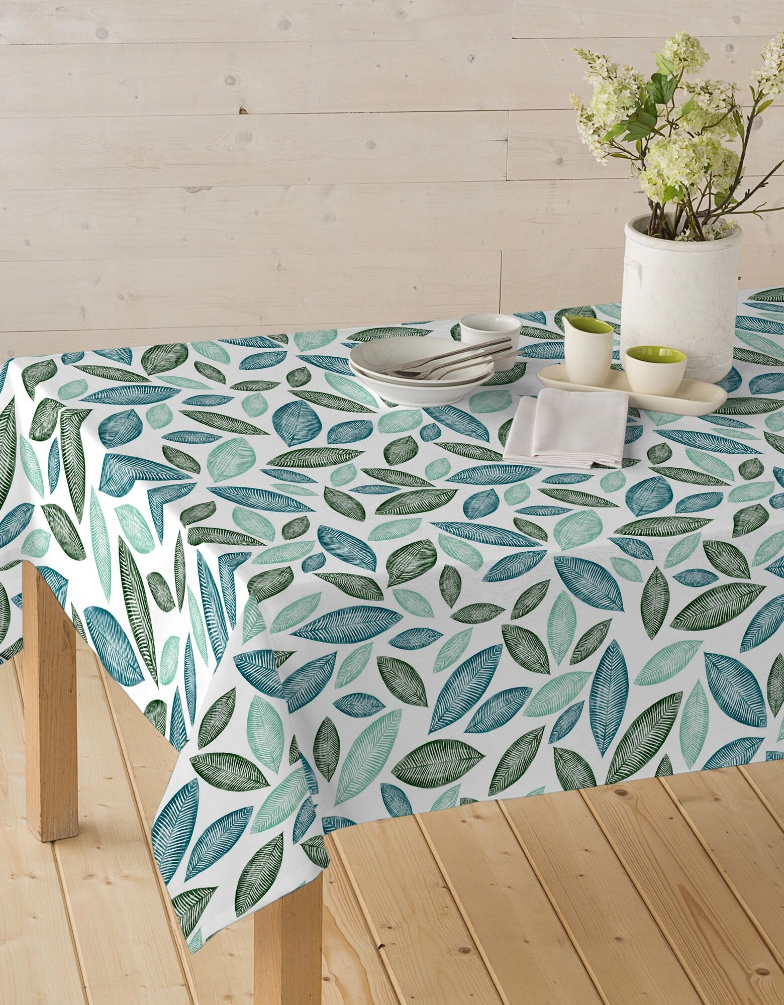 Blancheporte Nappe Tissu Enduit Imprimé Feuillage