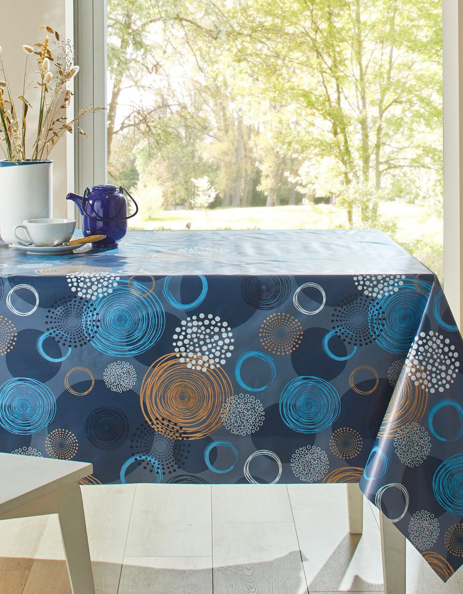 Blancheporte Nappe Toile Cirée Imprimé Cercles Graphiques