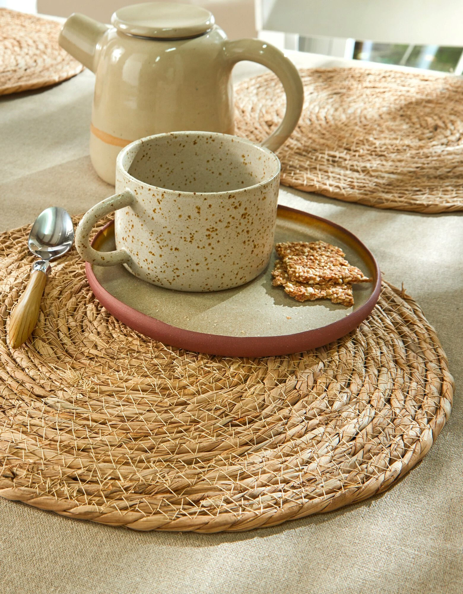 Blancheporte Set De Table Rond Jute Natuel - Lot De 4