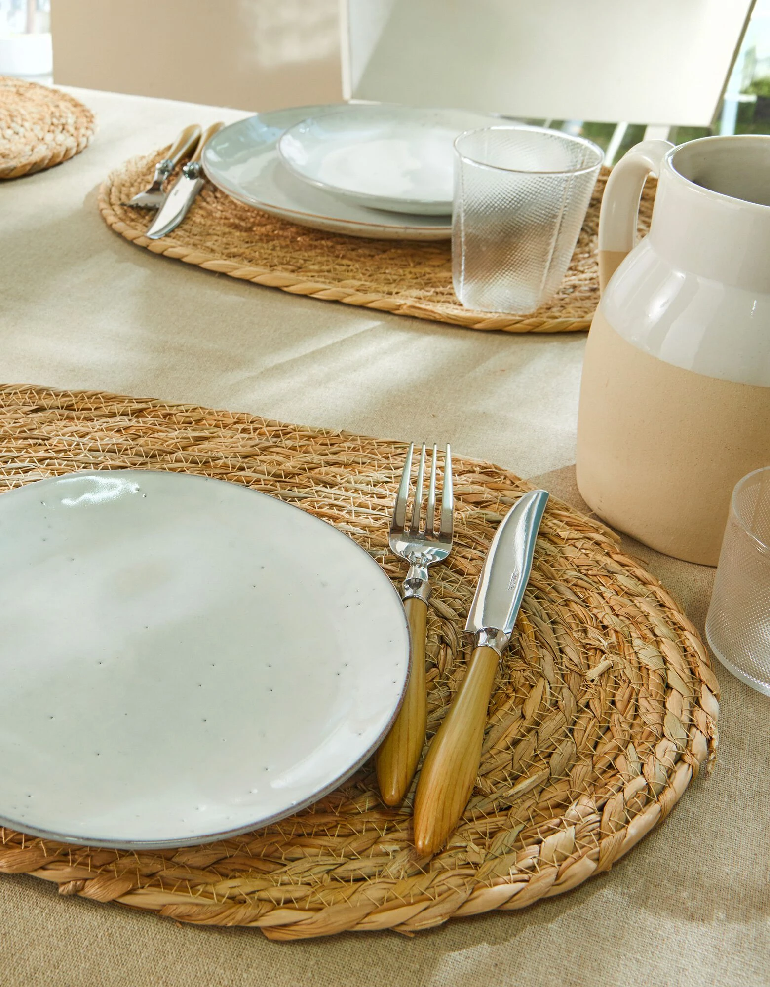 Blancheporte Set De Table Ovale Jute Naturel - Lot De 2