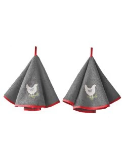 Blancheporte Torchons Rond éponge Brodée Poule - Lot De 2