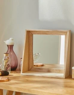 Blancheporte Miroir Carré En Bois Naturel