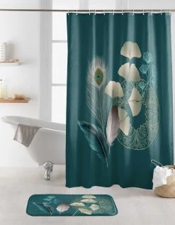 Blancheporte Rideau De Douche Imprimé Ginkoblue