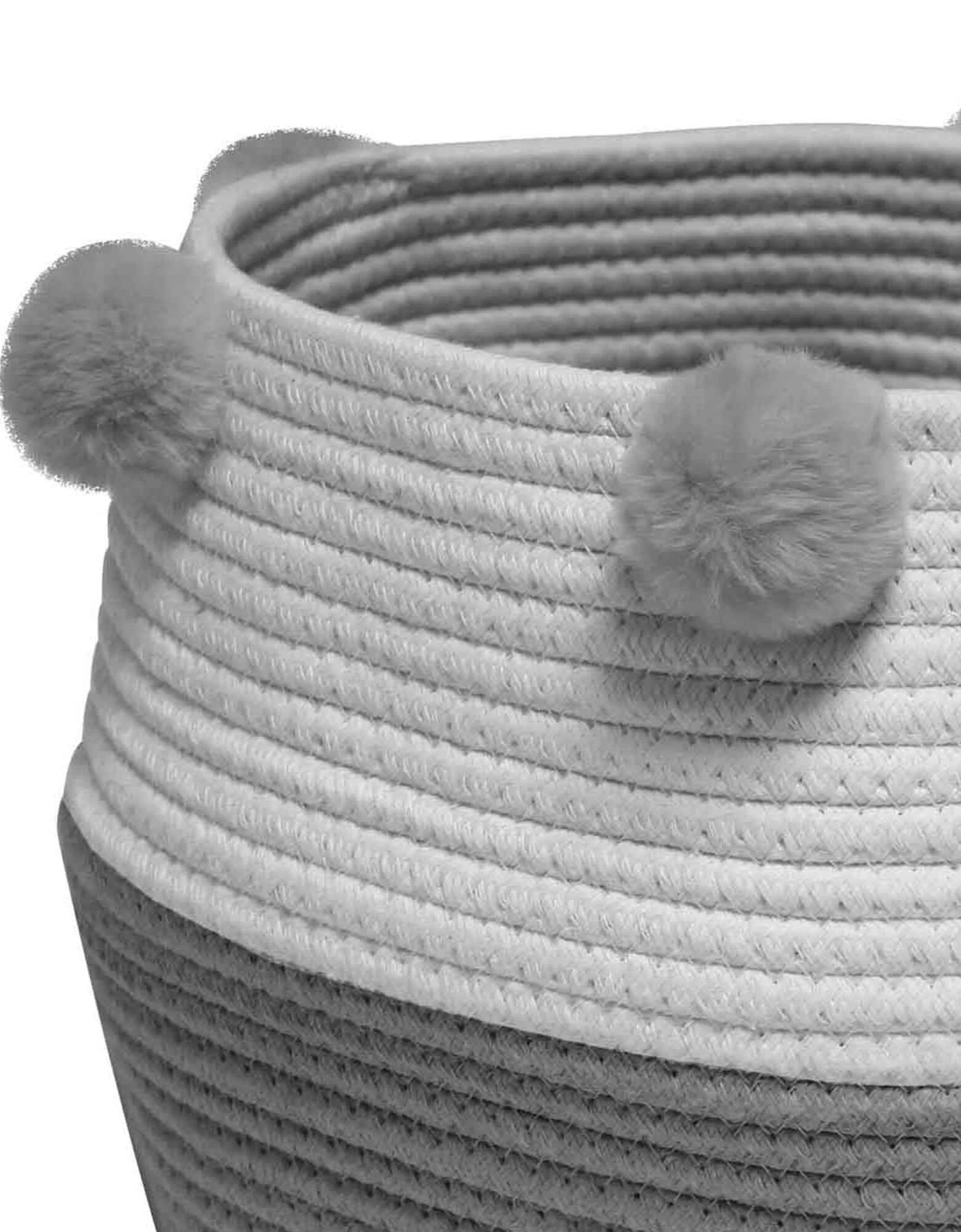 Blancheporte Panier De Rangement Déco à Pompons Suzy Gris/blanc – Image 2