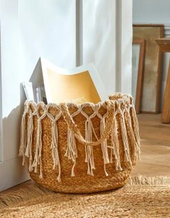 Blancheporte Panier Rond Jute Franges En Macramé