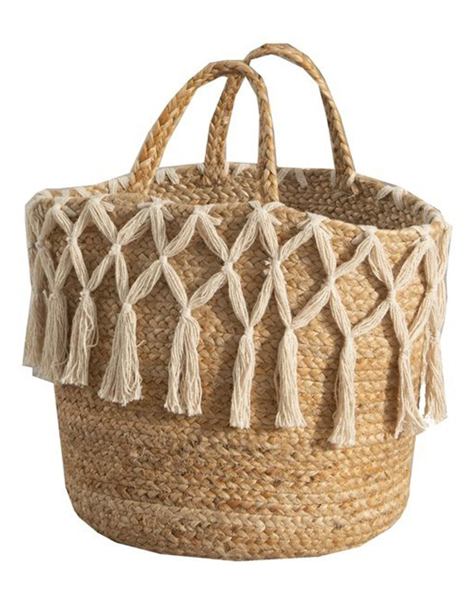 Blancheporte Panier Rond Jute Franges En Macramé – Image 3