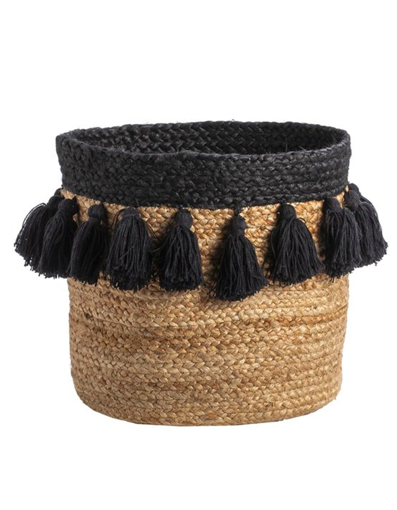 Blancheporte Panier Rond Jute Pompons Noirs – Image 4