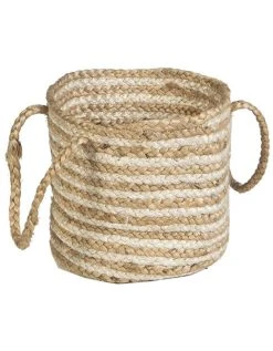 Blancheporte Panier De Rangement Zebu En Jute Rayé Blanc/naturel