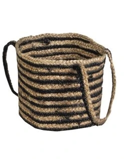 Blancheporte Panier De Rangement Zebu En Jute Rayé Noir/naturel