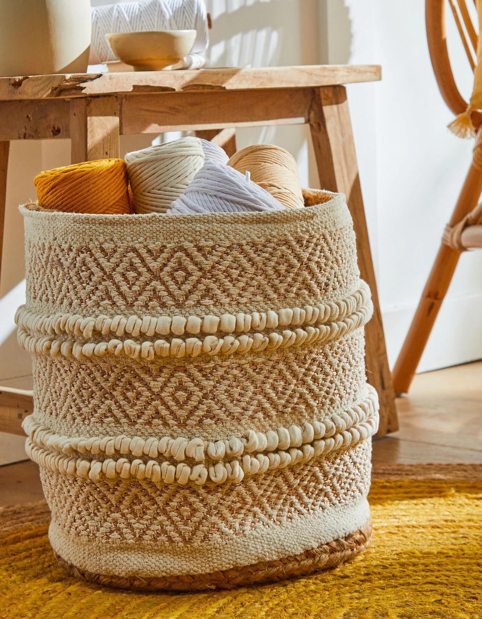 Blancheporte Panier Rond Ethnique Jute Véritable – Image 2