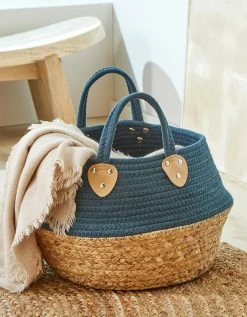 Blancheporte Panier Tressé En Jacinthe D'eau Et En Corde De Coton - Bicolore