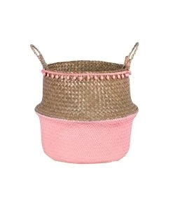 Blancheporte Panier De Rangement Rétractable En Jonc De Mer - Rose/naturel