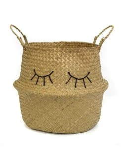 Blancheporte Panier De Rangement En Jonc De Mer Naturel Yeux Brodés