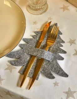 Blancheporte Lot De 4 Porte-serviettes Ou Porte-couverts Sapin Feutrine