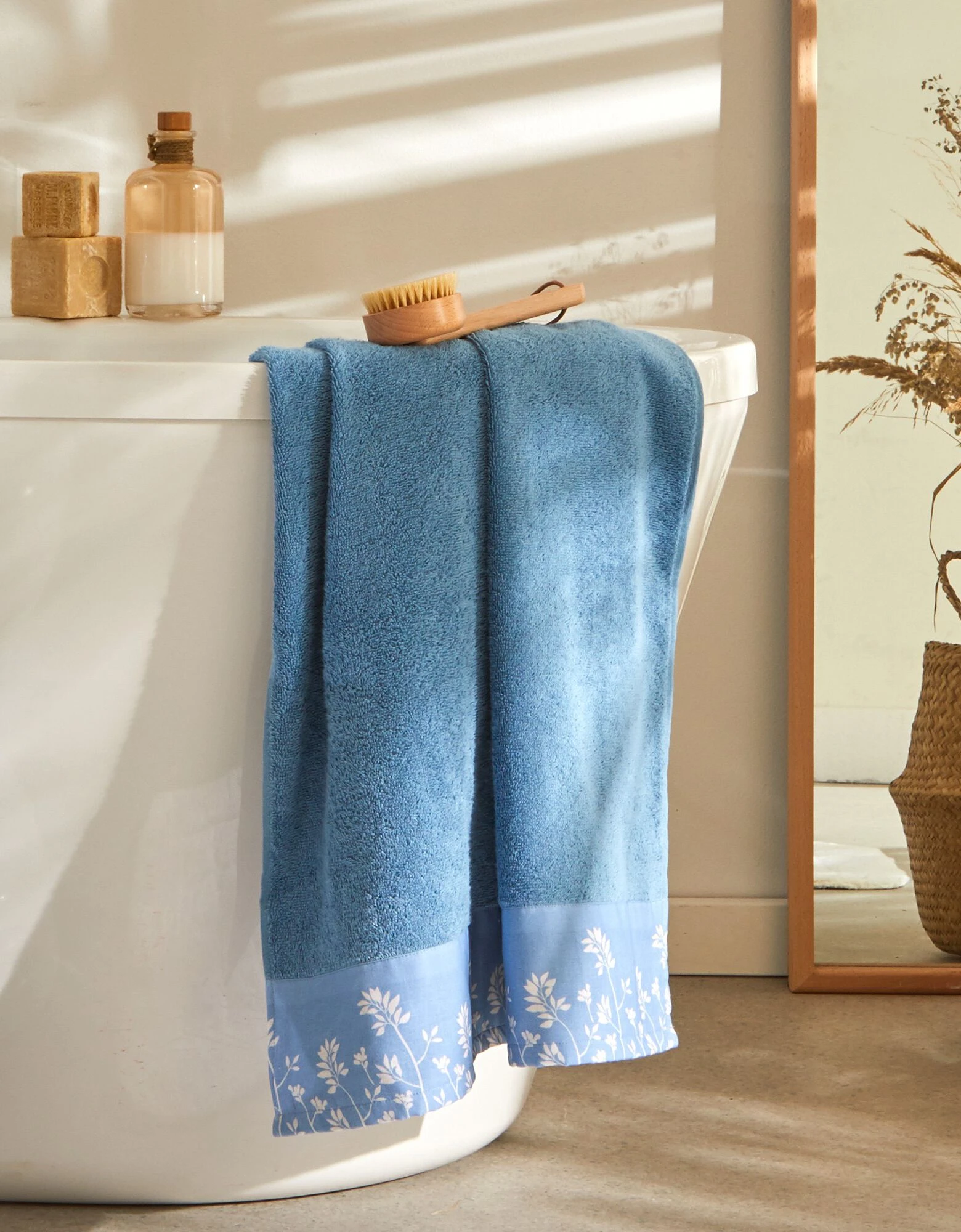 Colombine EÌponge Coton Bouclette 420 G/m2 Liteau Motif Floral