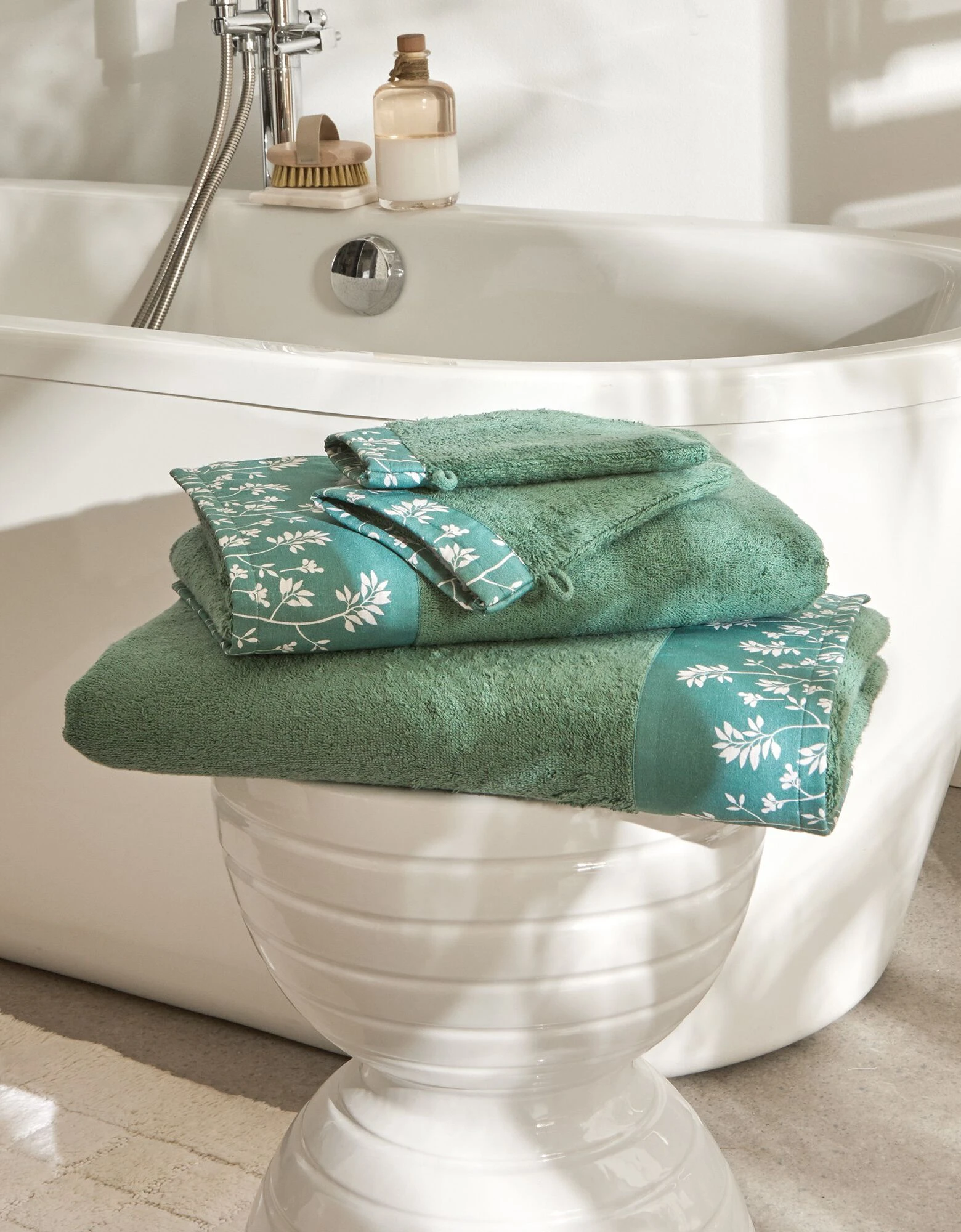 Colombine EÌponge Coton Bouclette 420 G/m2 Liteau Motif Floral â Image 2