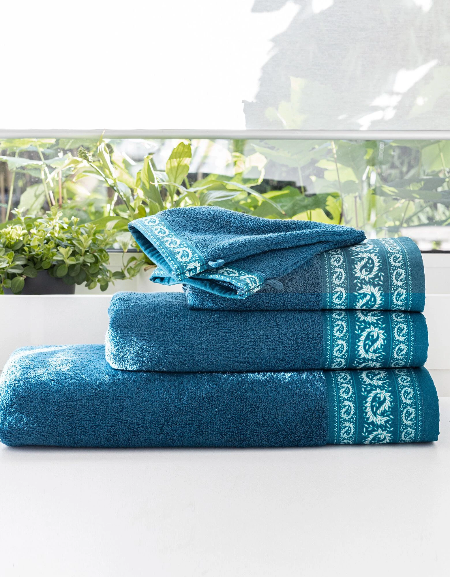 Colombine Éponge Bouclette 420 G/m² Liteau Imprimé Cachemire