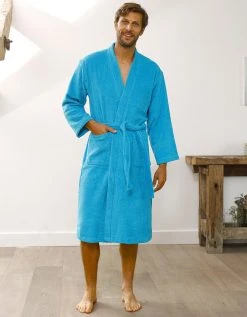 Colombine Peignoir Mixte Adulte Col Kimono éponge Bouclette