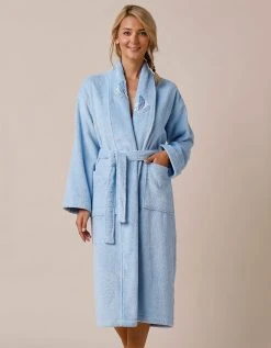 Colombine Peignoir Mixte éponge Brodé Plumes - 380 G/m2