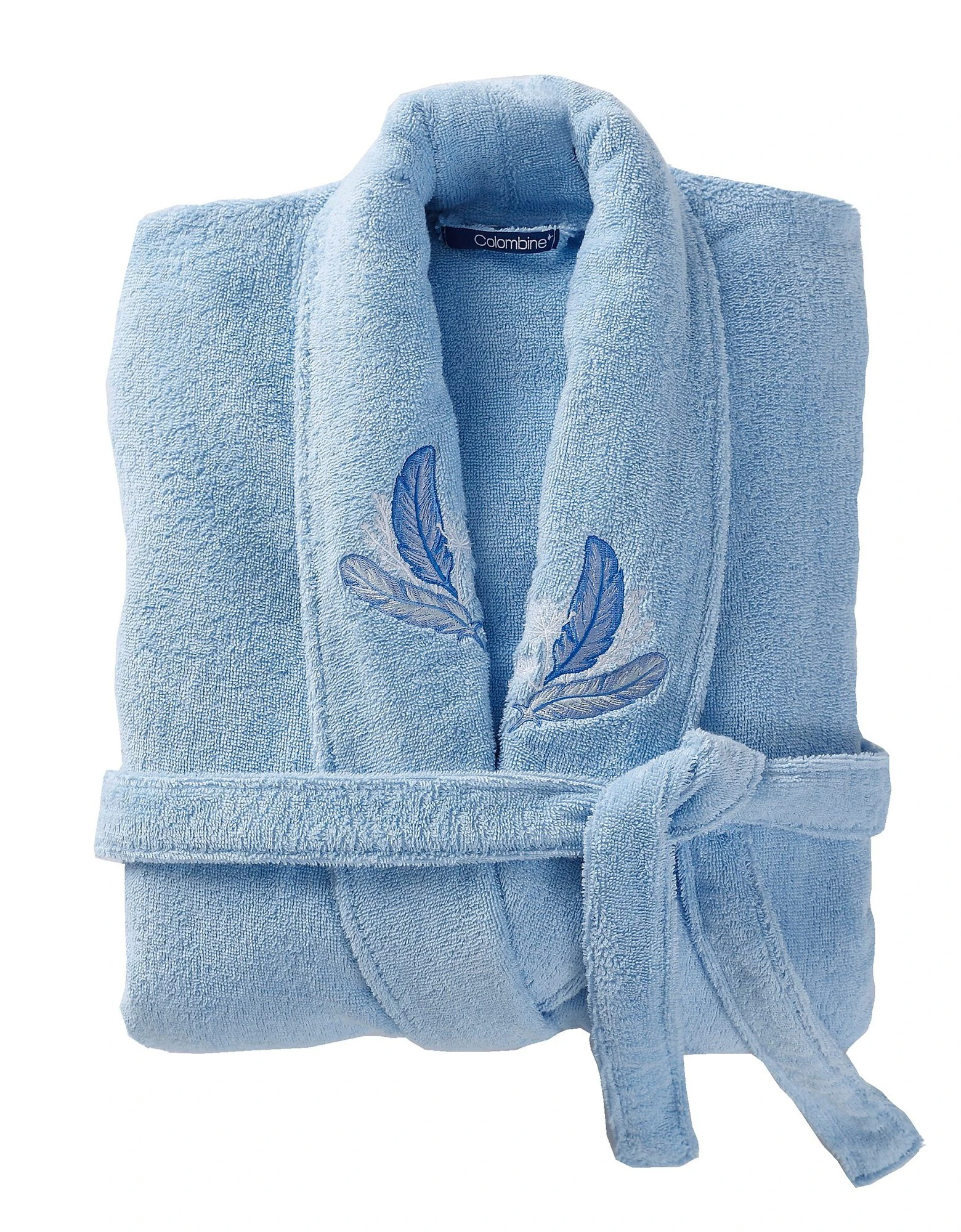 Colombine Peignoir Mixte éponge Brodé Plumes - 380 G/m2 – Image 7