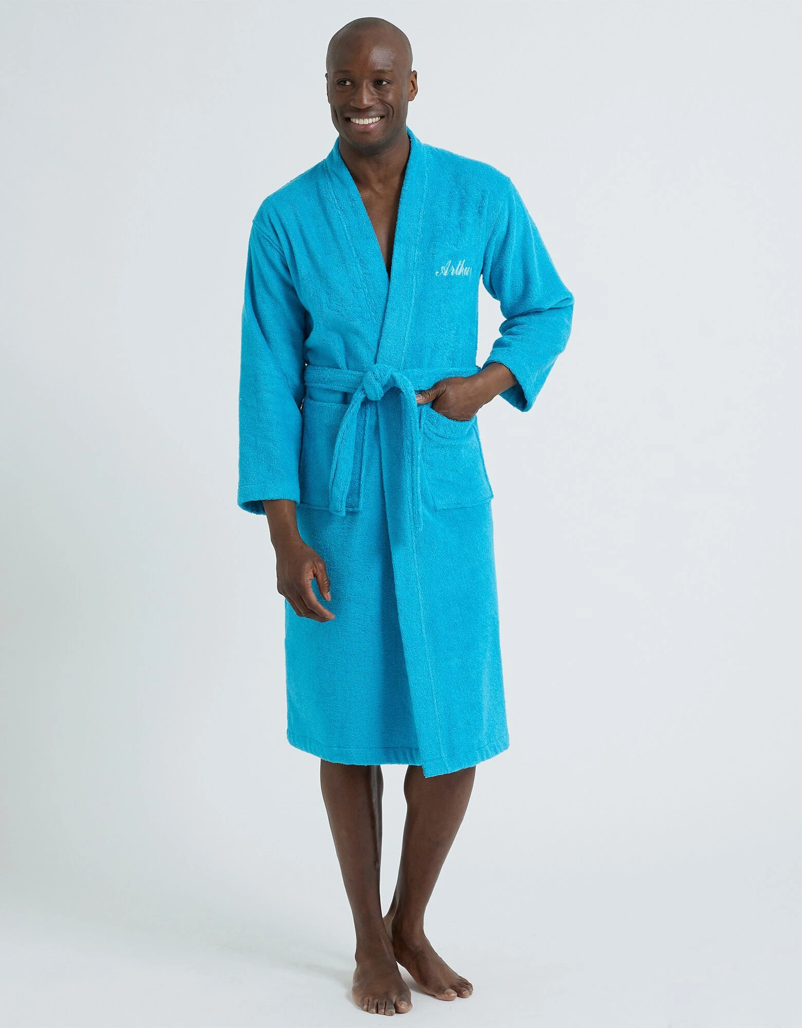 Colombine Peignoir Mixte Adulte Uni Coton éponge Bouclette Col Kimono Personnalisé – Image 4