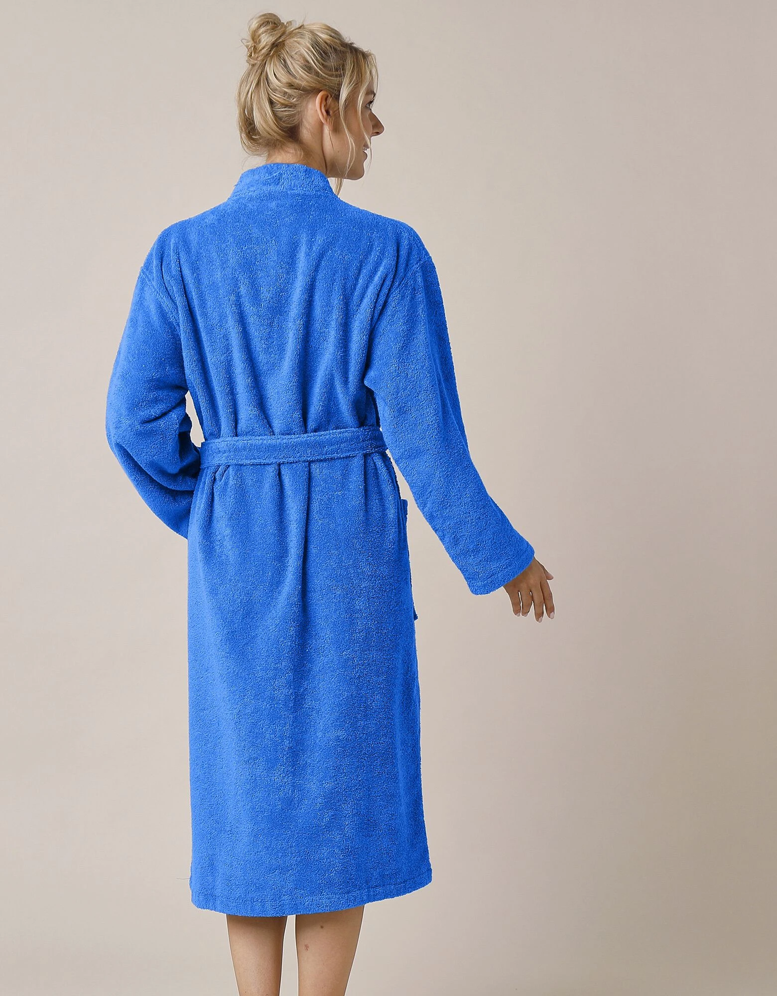 Colombine Peignoir Mixte Adulte Uni Coton éponge Bouclette Col Kimono Personnalisé – Image 7