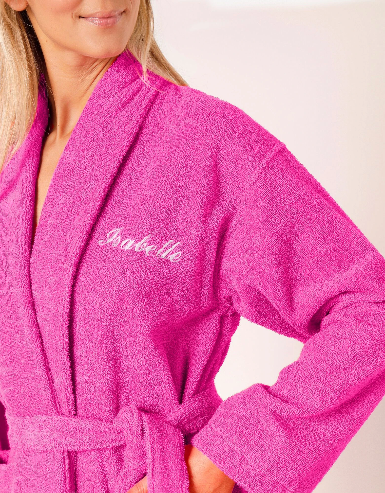 Colombine Peignoir Mixte Adulte éponge Bouclette Col Châle Personnalisable