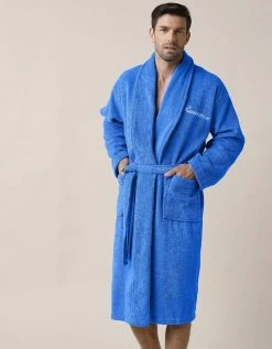 Colombine Peignoir Mixte Adulte éponge Bouclette Col Châle Personnalisable