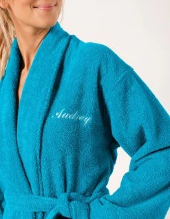 Colombine Peignoir Mixte Adulte éponge Bouclette Col Châle Personnalisable