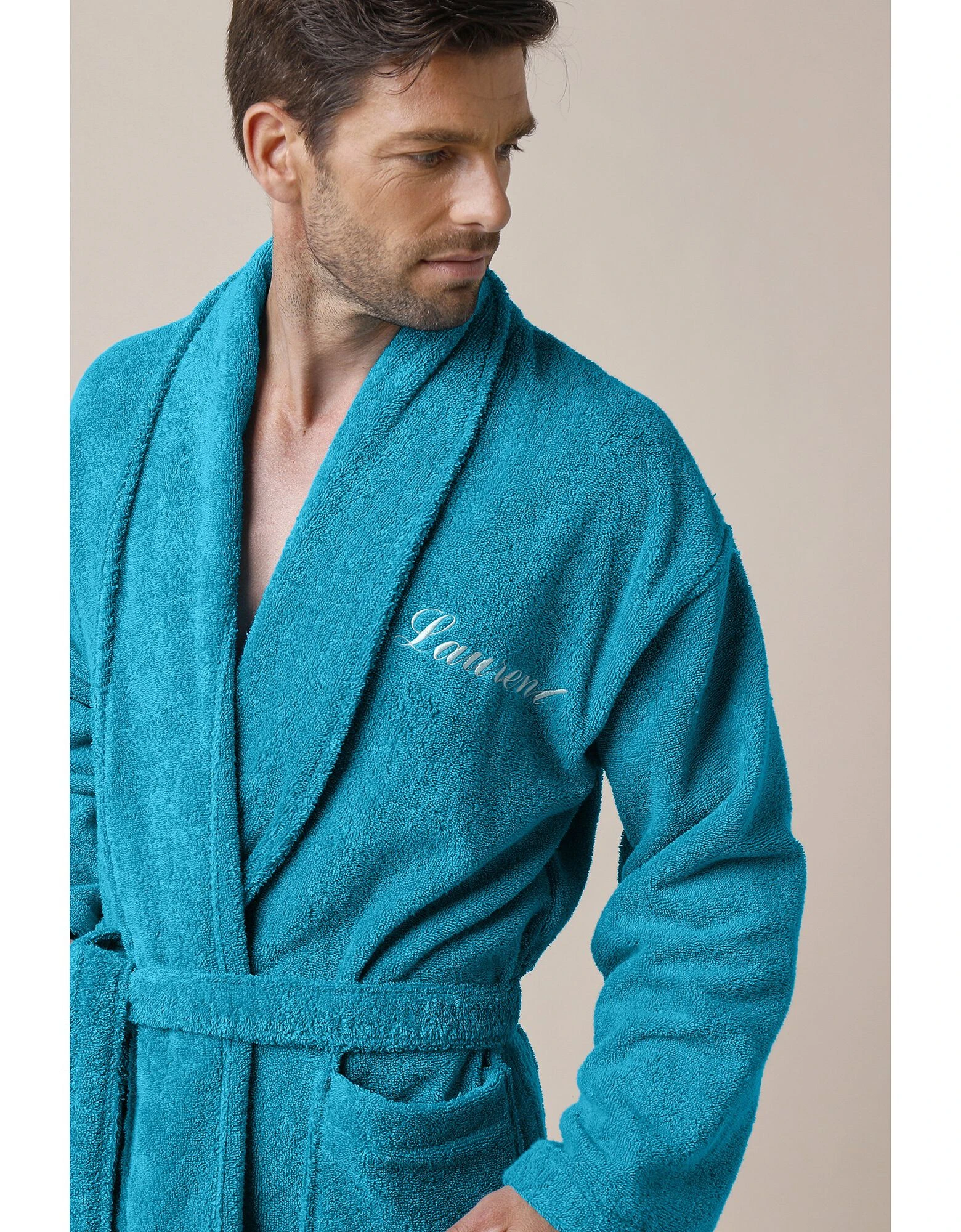 Colombine Peignoir Mixte Adulte éponge Bouclette Col Châle Personnalisable – Image 6