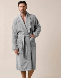 Colombine Peignoir Mixte Adulte éponge Bouclette Col Châle Personnalisable