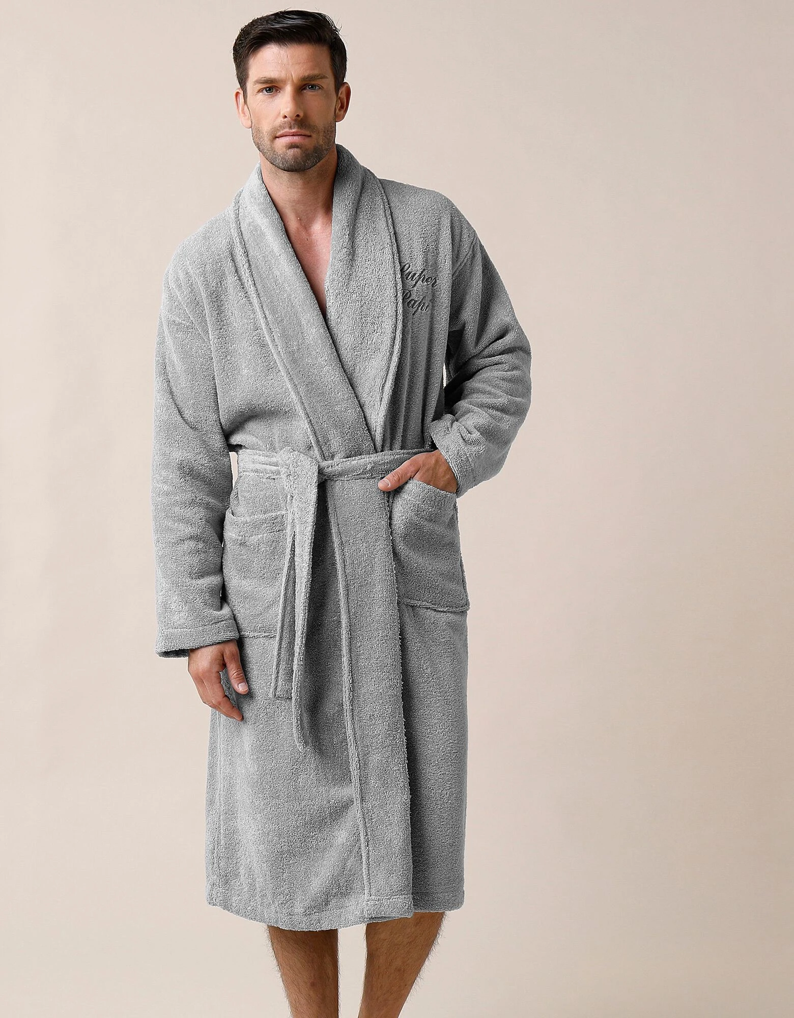 Colombine Peignoir Mixte Adulte éponge Bouclette Col Châle Personnalisable