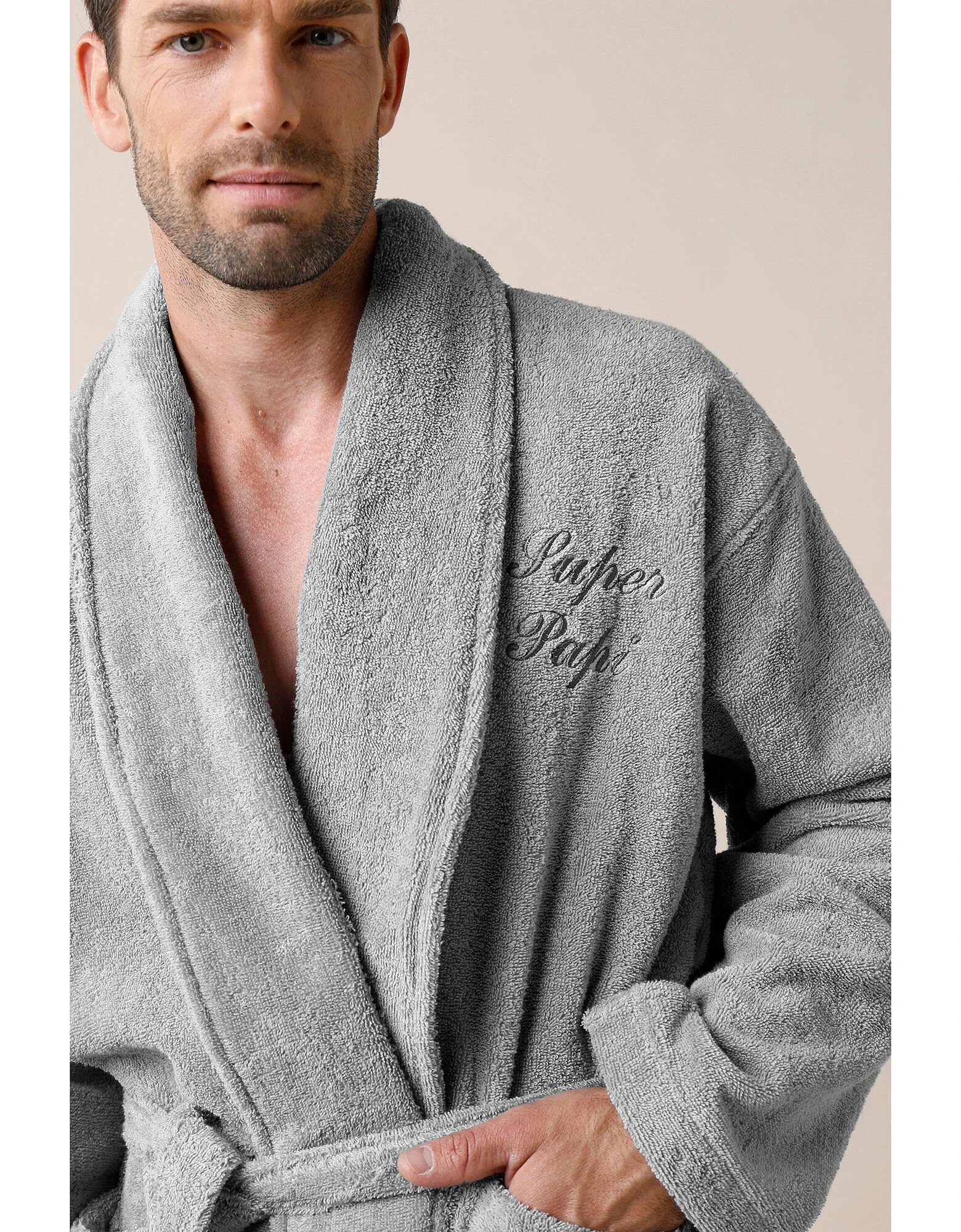 Colombine Peignoir Mixte Adulte éponge Bouclette Col Châle Personnalisable – Image 3