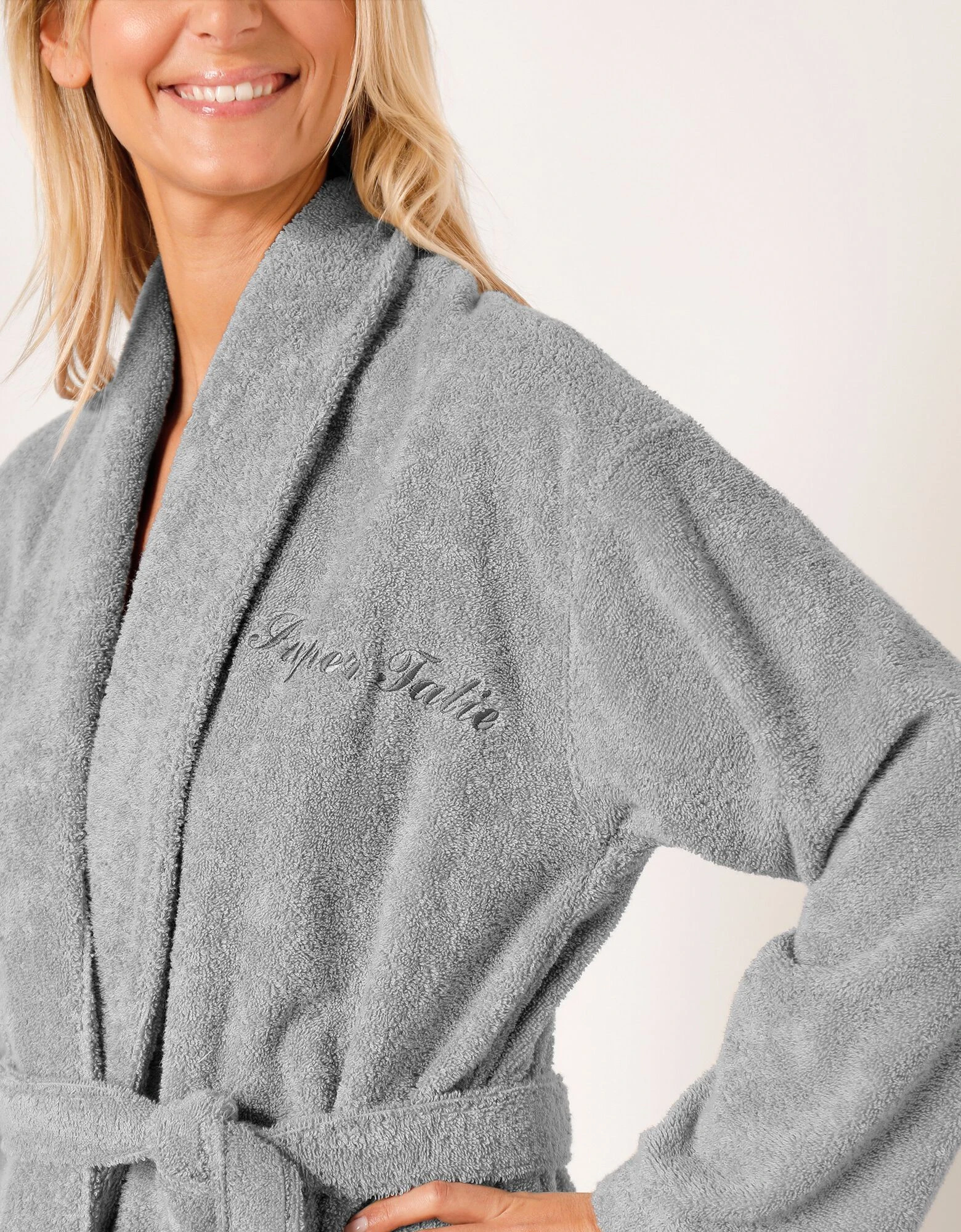 Colombine Peignoir Mixte Adulte éponge Bouclette Col Châle Personnalisable – Image 5