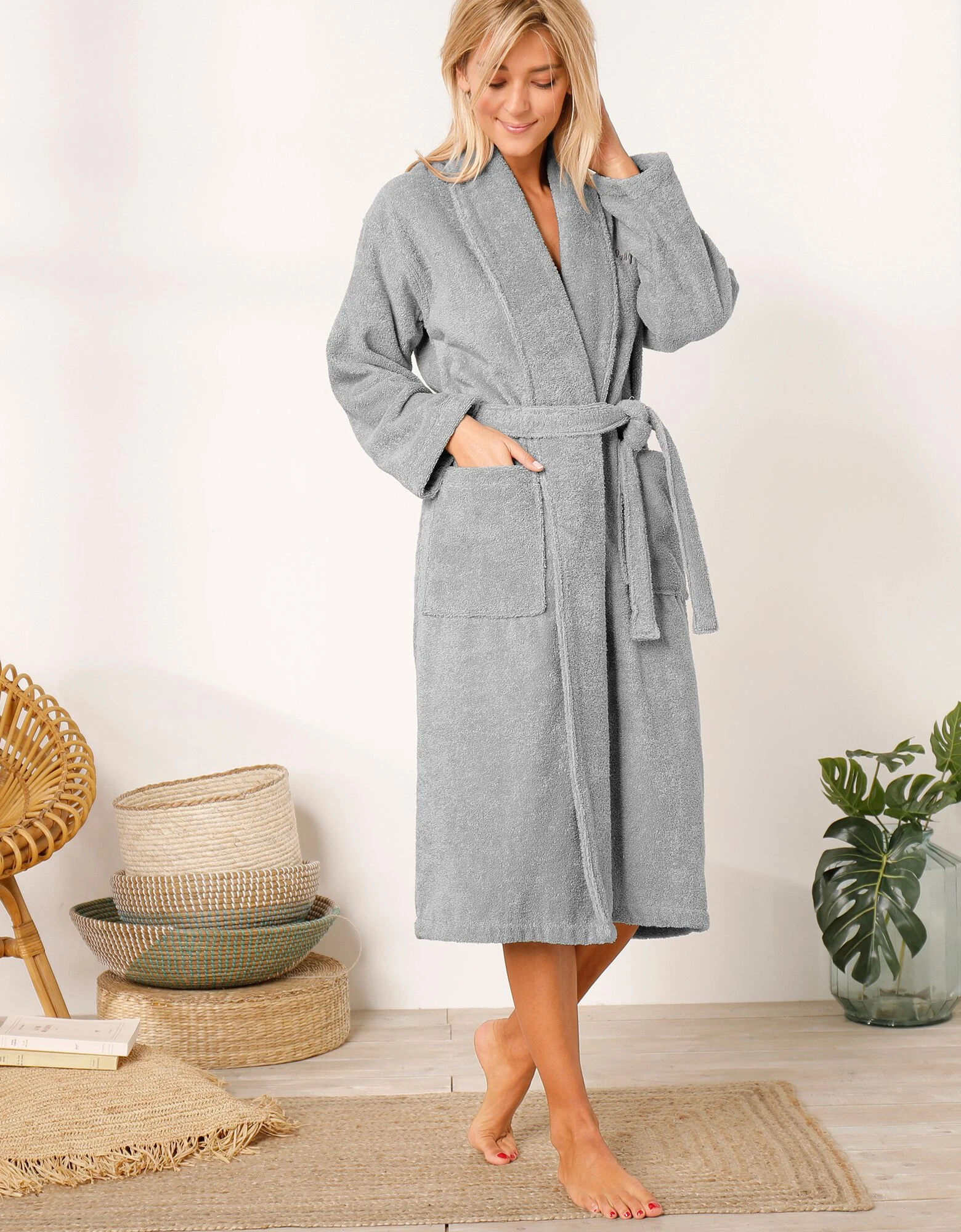 Colombine Peignoir Mixte Adulte éponge Bouclette Col Châle Personnalisable – Image 6