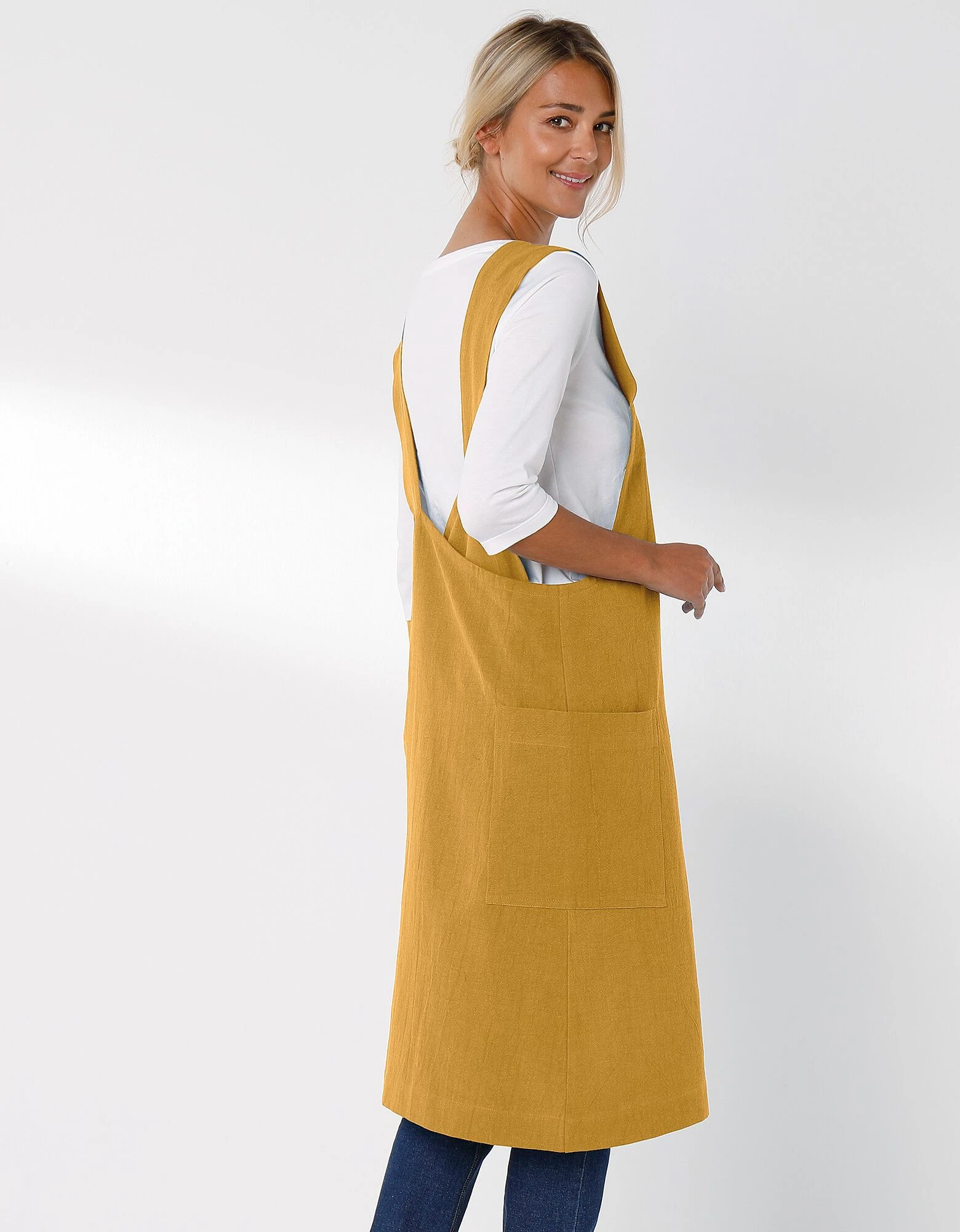 Blancheporte Tablier De Cuisine Japonais Coton Et Lin Uni Personnalisable – Image 2