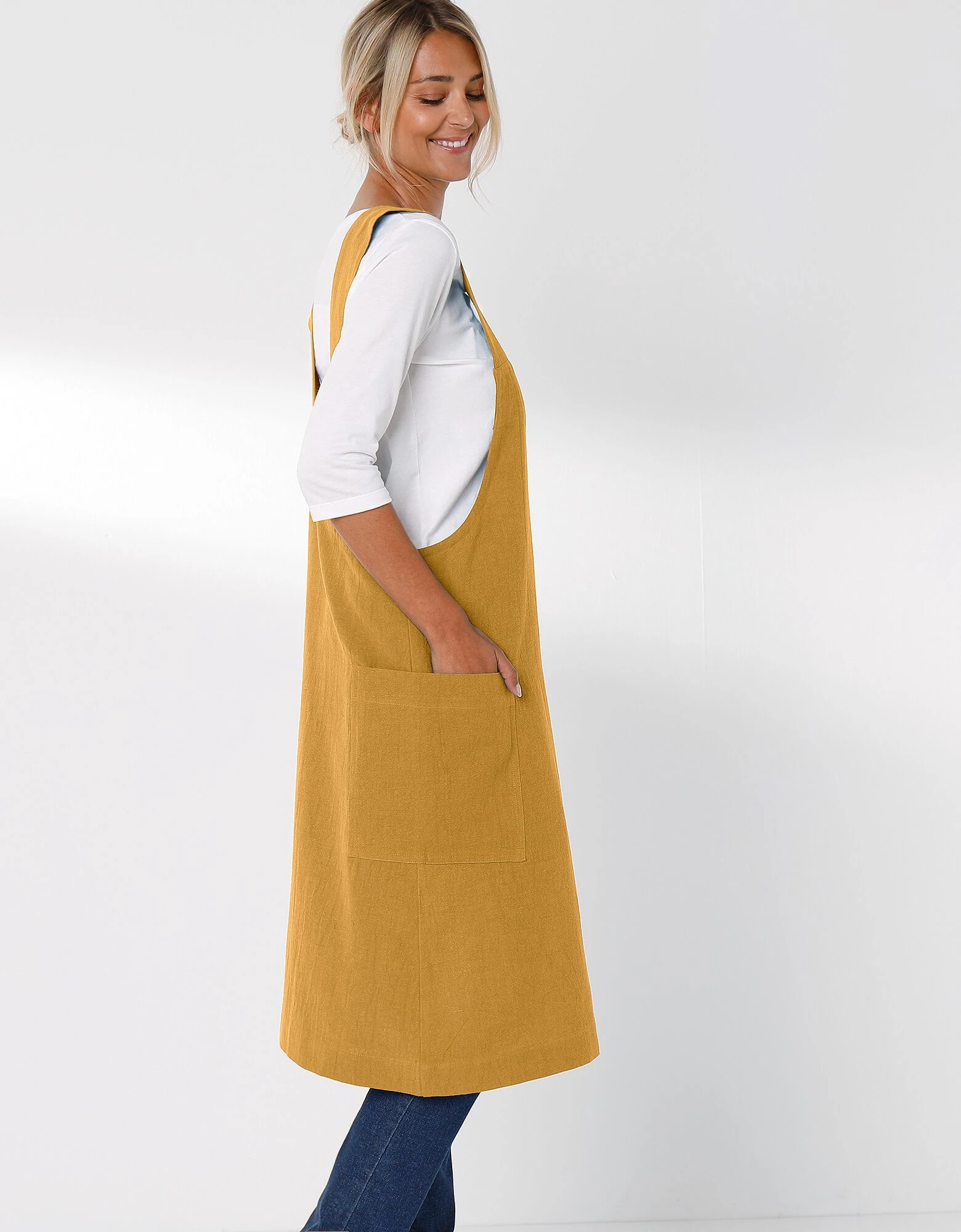 Blancheporte Tablier De Cuisine Japonais Coton Et Lin Uni Personnalisable – Image 5