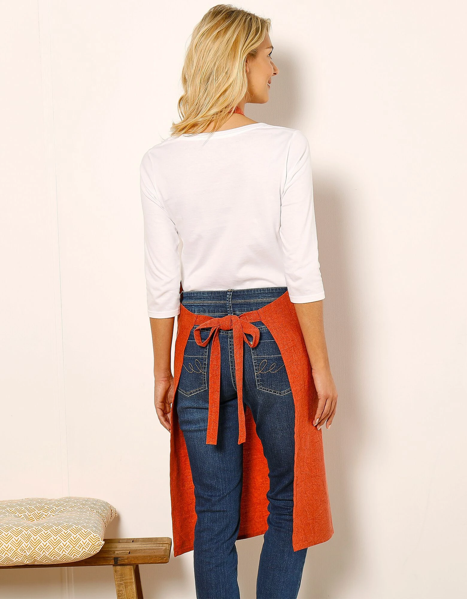 Blancheporte Tablier De Cuisine Uni Forme Bavette - Lin Coton – Image 5