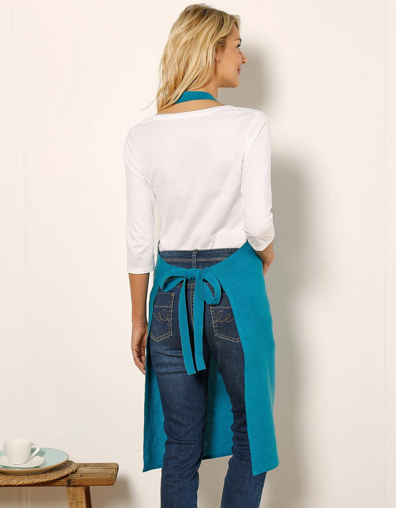 Blancheporte Tablier De Cuisine Uni Forme Bavette - Lin Coton – Image 6